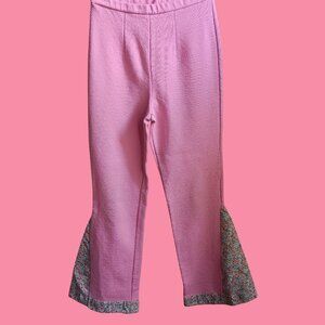 Vintage 1960's Pants 25x29 Women's Catalina Pink Nylon Stretch Floral Bellbottom